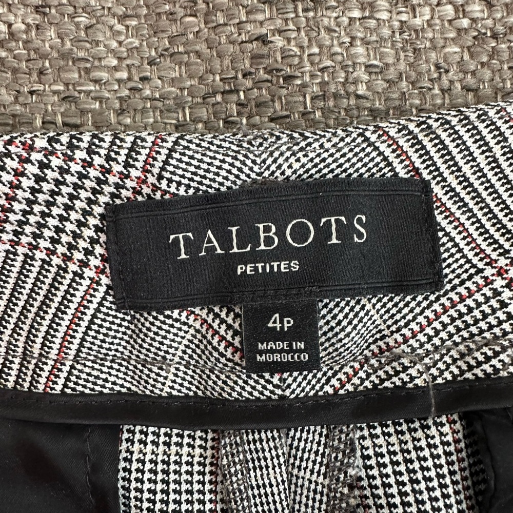 Talbots Petites Curvy Gray Glen Plaid Trousers Straight Leg Dress Pants 4P - Picture 9 of 13